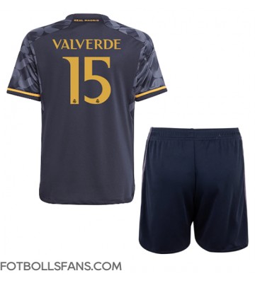 Real Madrid Federico Valverde #15 Replika Bortatröja Barn 2023-24 Kortärmad (+ Korta byxor)